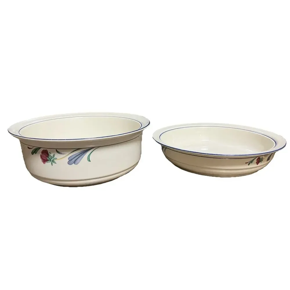 Lenox Poppies on Blue 3 Pc Serving Set Casserole Vegetable Bowl Shared Lid